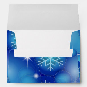 Faux White & Blue Christmas Snowflake Foil Sparkle Envelope