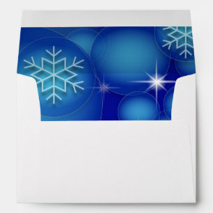 Faux White & Blue Christmas Snowflake Foil Sparkle Envelope