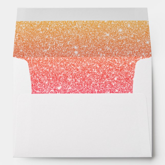 Faux White Glitter Confetti Foil Sparkle Envelope (Back (Bottom))