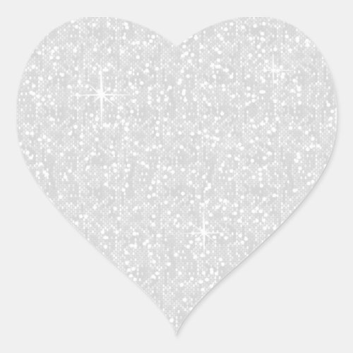 Faux White Glitter Confetti Heart Sticker