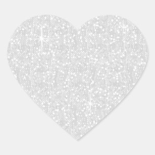 Faux White Glitter Confetti Heart Sticker