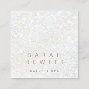 • faux white glitter square business card