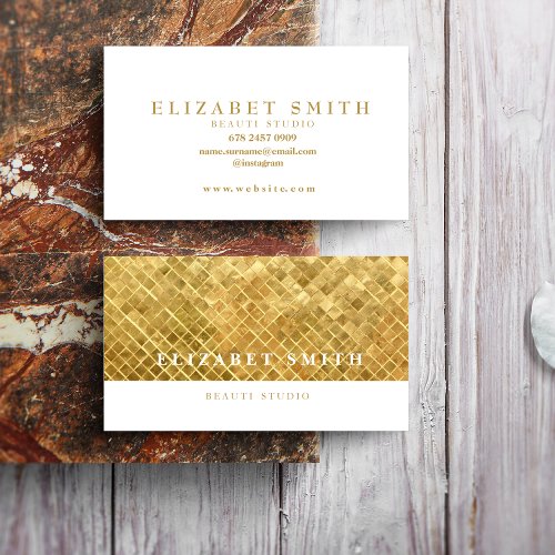 Faux White Gold Background Business Card