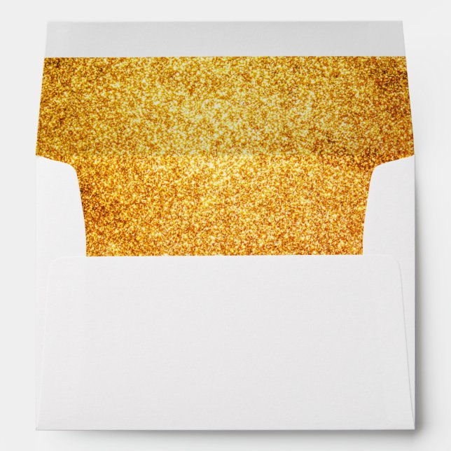 Faux White Gold Glitter Confetti Foil Sparkle Envelope (Back (Bottom))