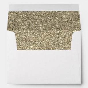 Faux White Gold Glitter Confetti Foil Sparkle Envelope