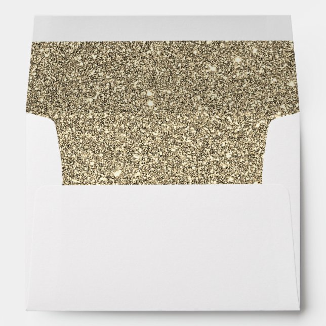 Faux White Gold Glitter Confetti Foil Sparkle Envelope (Back (Bottom))