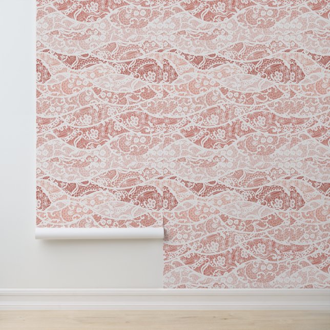 Faux White Lace Custom Color Wallpaper (Application)