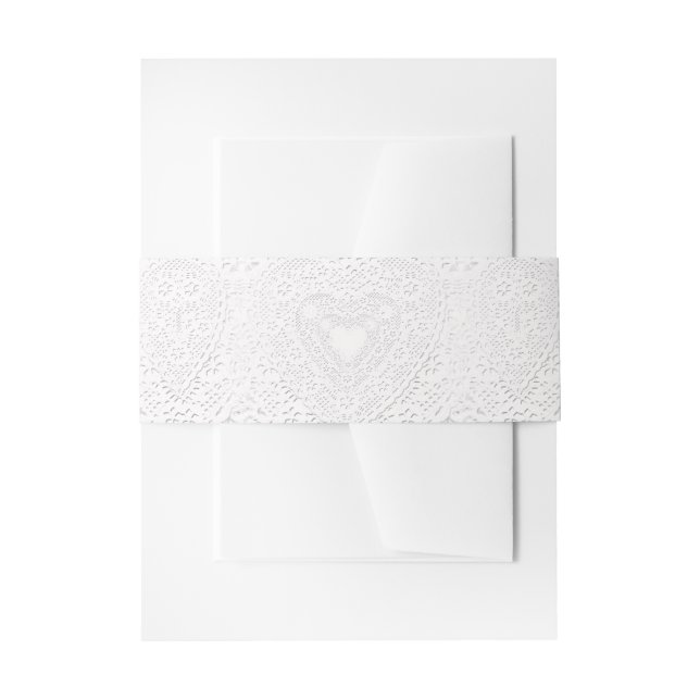 Faux White Lace Fabric Background Invitation Belly Band (Front Example)