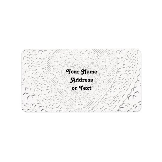 Faux White Lace Fabric Background Label