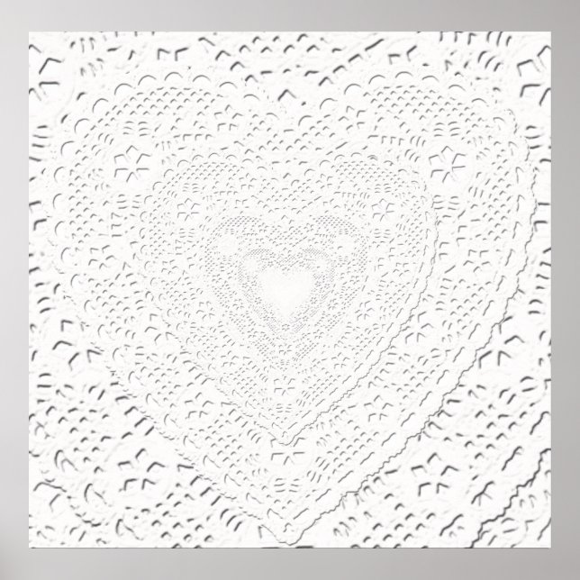 Faux White Lace Fabric Background Poster (Front)