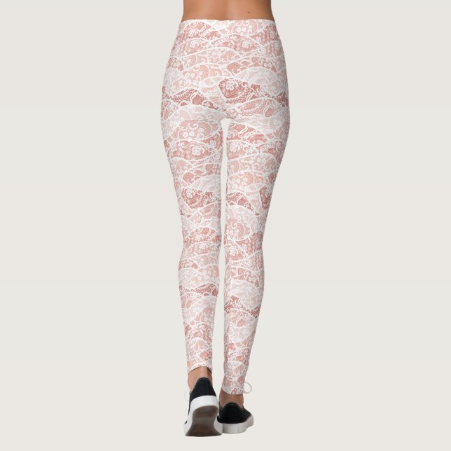 Faux White Lace Fishnet Leggings Romantic Design (Back)