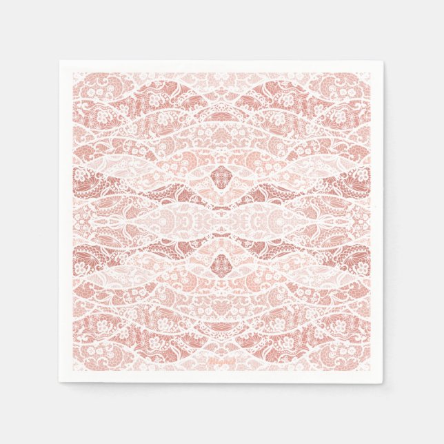 Faux White Lace Fishnet Napkins with Flowers (Front)