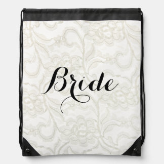 FAUX White Lace Wedding Bridal Drawstring Bag