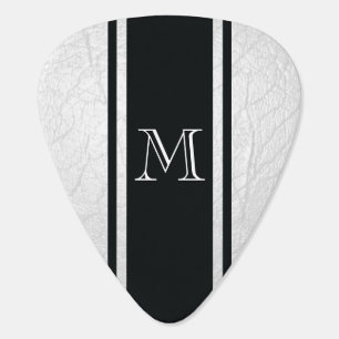 Faux White Leather Monogram Guitar Pick