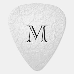 Faux White Leather Monogram Guitar Pick