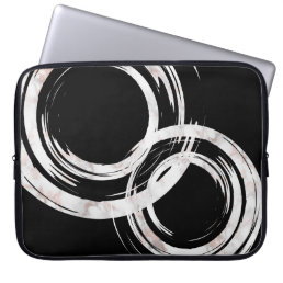 Faux white marble artistic circles zen yoga laptop sleeve