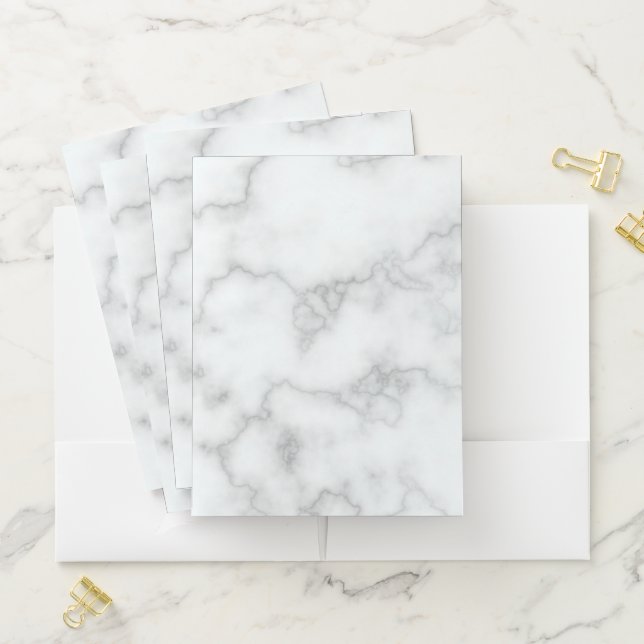 Faux White Marble Look Pocket Folder (In Situ)