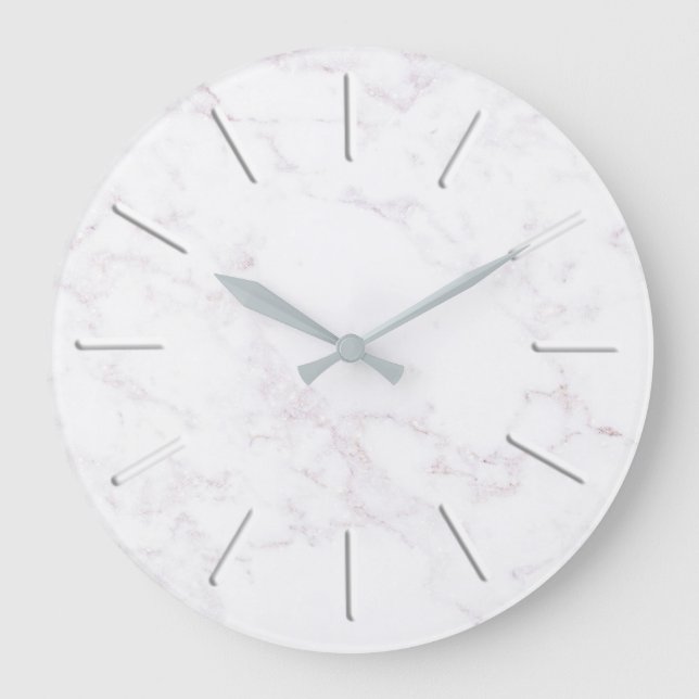 faux white marble stone large clock (Front)