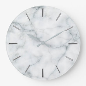 faux white marble stone large clock