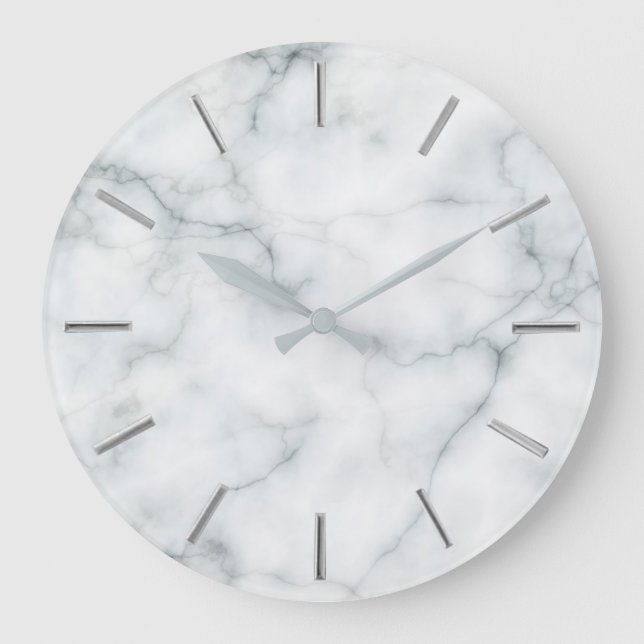 faux white marble stone large clock (Front)