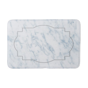 Faux white marble texture gray frame bath mat