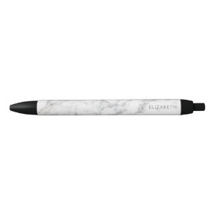 Faux White Marble Texture Look-like & Custom Name Pen