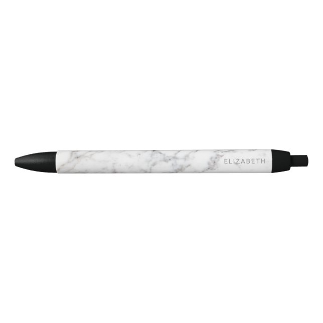 Faux White Marble Texture Look-like & Custom Name Pen (Front)