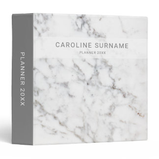 Faux White Marble Texture Look-like & Custom Text 3 Ring Binder