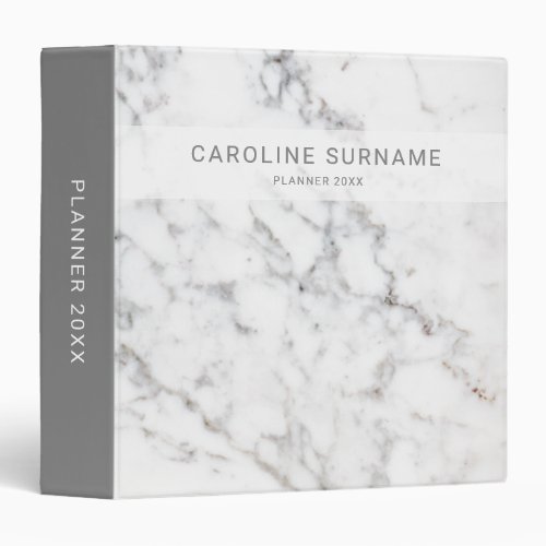 Faux White Marble Texture Look_like  Custom Text 3 Ring Binder