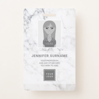 Faux White Marble Texture Look-like &amp; Custom Text Badge