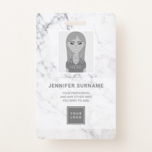 Faux White Marble Texture Look_like  Custom Text Badge