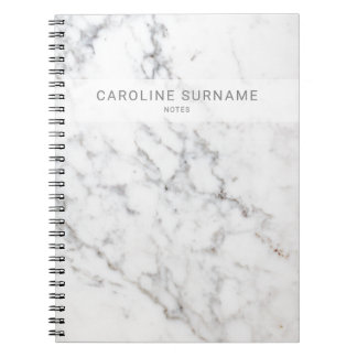 Faux White Marble Texture Look-like & Custom Text Notebook