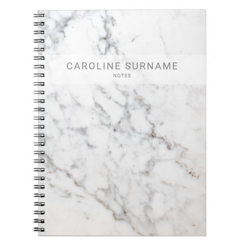 Faux White Marble Texture Look_like  Custom Text Notebook