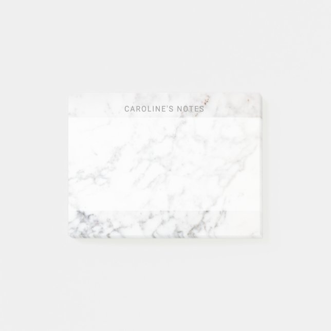 Faux White Marble Texture Look-like & Custom Text Post-it Notes (Front)