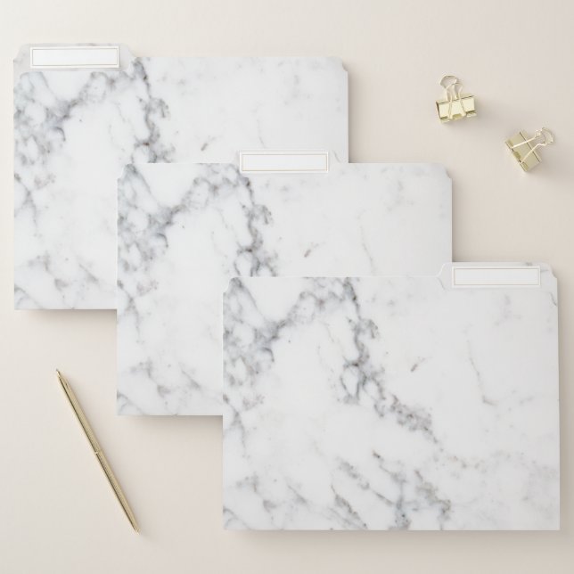 Faux White Marble Texture Look-like File Folder (Set)