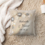 Faux White Pearl And Diamond Buttons Wedding Throw Pillow at Zazzle