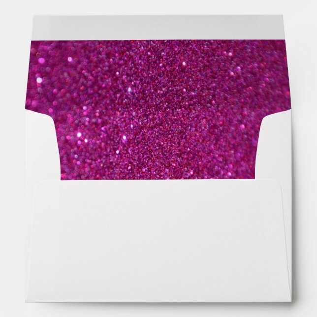 Faux White Pink Glitter Confetti Foil Sparkle Envelope (Back (Bottom))