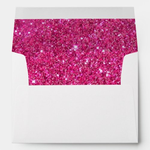 Faux White Pink Glitter Confetti Foil Sparkle Envelope