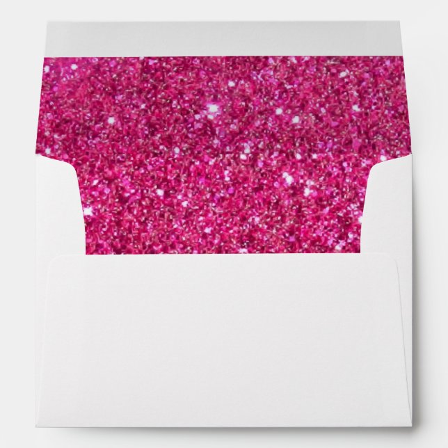 Faux White Pink Glitter Confetti Foil Sparkle Envelope (Back (Bottom))