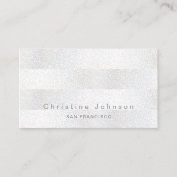 Faux White Silver Glitter Business Card by amoredesign at Zazzle