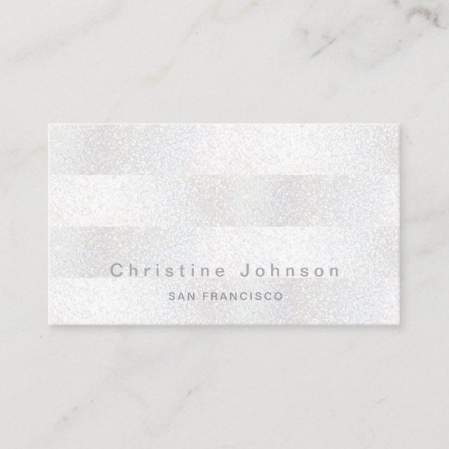 FAUX white silver glitter Business Card (Front)
