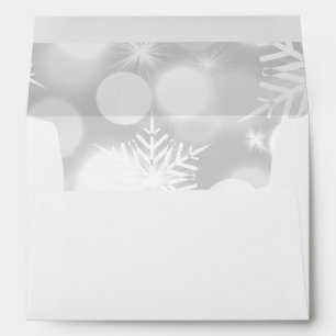 Faux White Silver Glitter Confetti Foil Sparkle Envelope