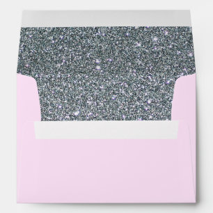 Faux White Silver Glitter Confetti Foil Sparkle Envelope