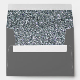 Faux White Silver Glitter Confetti Foil Sparkle Envelope