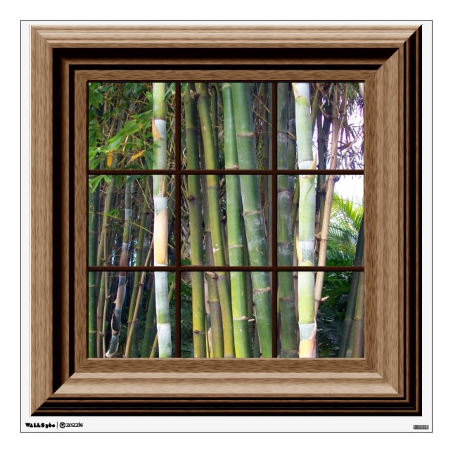 Faux Window Decal Tropical Bamboo Trees Mural (Front)
