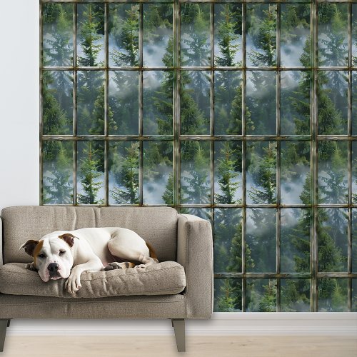 Faux Window Forest Background  Wallpaper