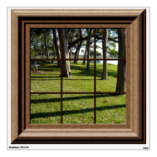 Faux Window Green Landscape Mural Wall Decal