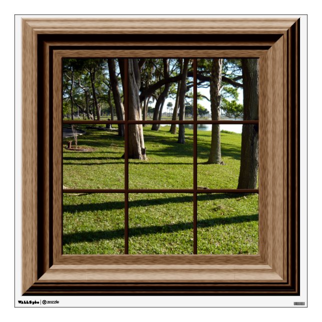 Faux Window Green Landscape Mural Wall Decal (Front)
