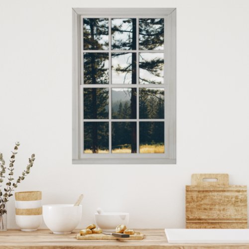 Faux Window Illusion _ Realistic Forest View Poster