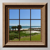 Fake Window Ocean View Faux Window Ocean View Palm Trees Beach Tropics Poster | Zazzle